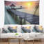 Grand pont en bois seascape de pilier dans le tapisserie du soleil-28507311