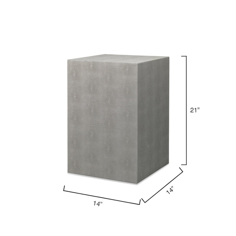Minimalist Gray Shagreen-Inspired Wood Side Table