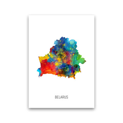 Belarus Watercolour Map by Michael Tompsett - Print