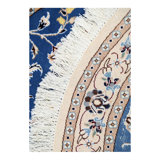 Light blue Color Hand knotted Persian silk & wool Nain round rug 4'X 4'