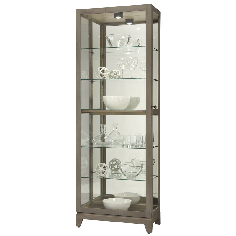 Luke V Lighted Curio Cabinet, Gray