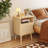 Modern Style Rattan Nightstand - Spacious Storage With Solid Wood Legs For Bedroom, Dorm, And Small Spaces - Oak