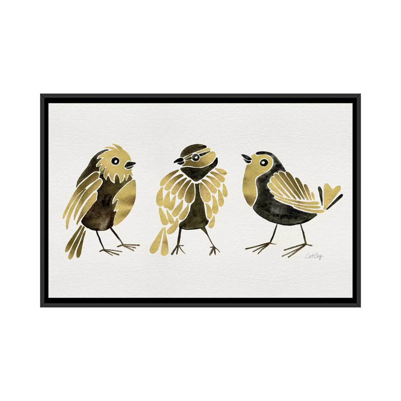 Pinsons dorés Strickler, Toile avec cadre noir, H 32 po x l 48 po x P 1,5 po