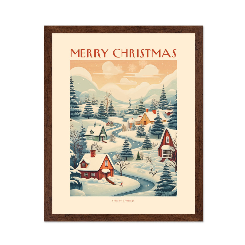 Merry Christmas No7, 11"H x 14"W, Poster, Brown Framed