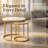 Nesting Round Coffee Tables Set of 2 with Gold Metal Frame – Marble-Pattern MDF Tops, Modern Industrial Accent Tables for Living Room, Bedroom, or Apartment-1023006682