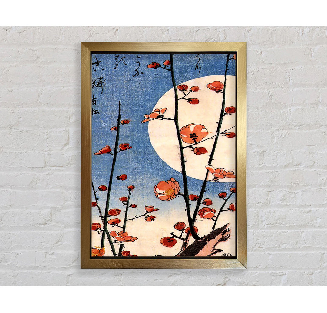 Hiroshige Blühender Pflaumenbaum mit Vollmond - Druck