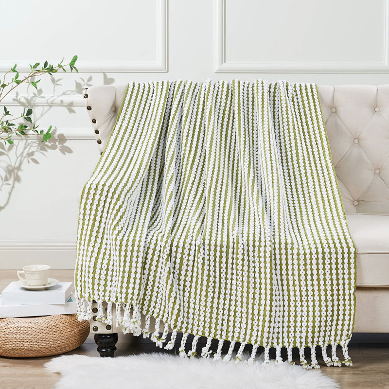Knitted Throw Blanket, Green Olive