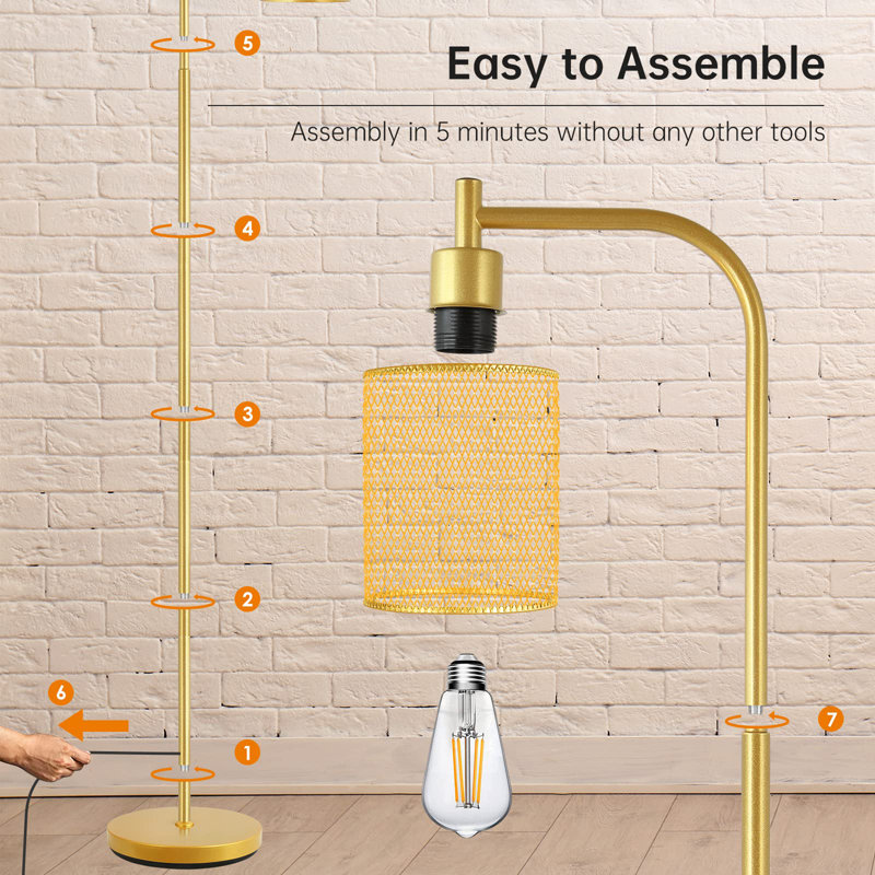 Industrial Floor Lamp, Gold