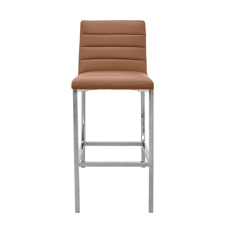 Misa Upholstered Counter Stool with Metal Frame, Bar Stool (30" Seat Height), Cognac