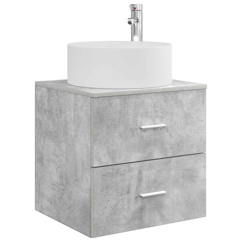 Single Bathroom Vanity with Ceramic Basin, Concrete Grey