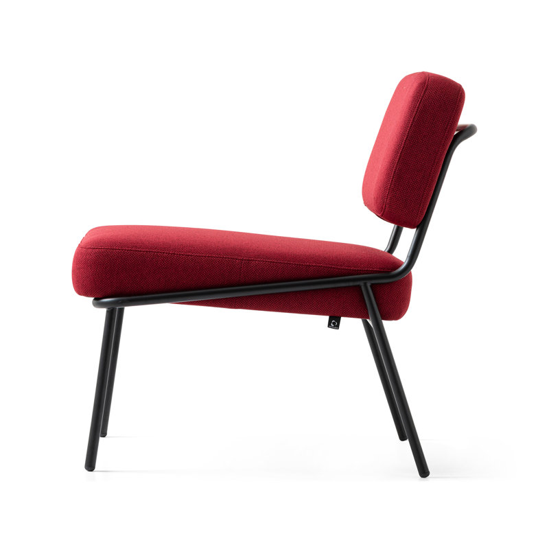 Chaise longue rembourrée Sixty, Bourgogne, Noir mat