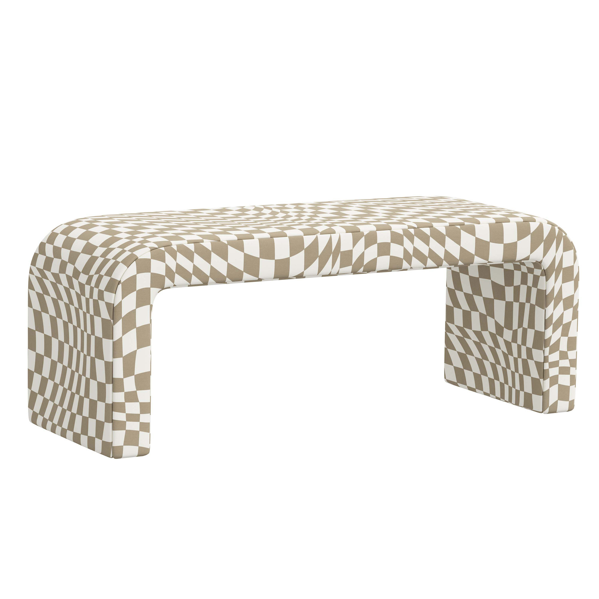 Barley Upholstered Bench, Groovy Tan Checkered