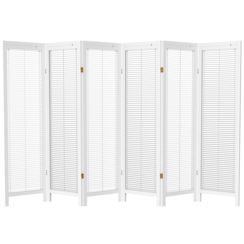 6 Ft. Tall Adjustable Shutter Room Divider White 3 Panel, 6, White