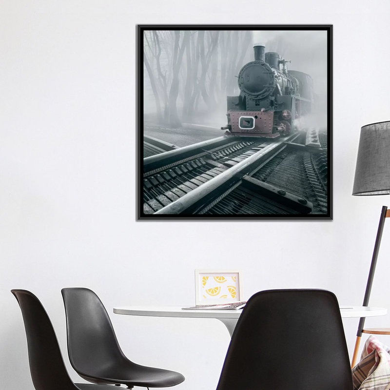 « romantique tracks », impression sur toile, H 18 po x l 18 po x P 1,5 po, Toile avec cadre noir