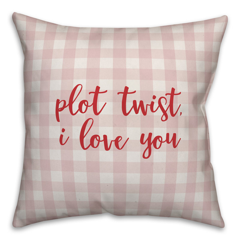 Coussin Plot Twist I Love You, Coussin décoratif, Rose / Rouge