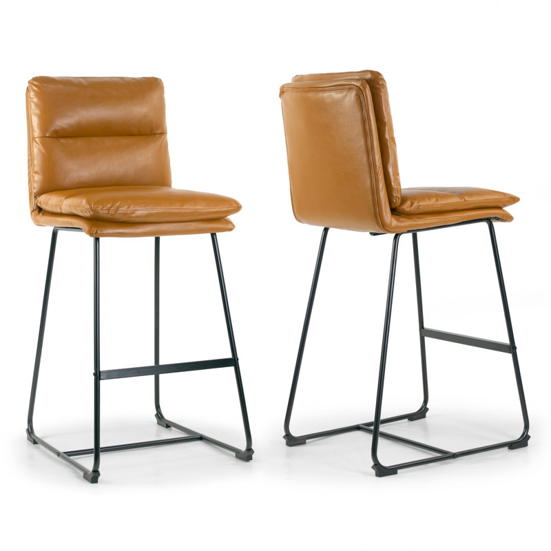 Tabouret de bar et de comptoir Volana, Similicuir cappuccinno, Tabouret de bar (siège d'une hauteur de 30 po)