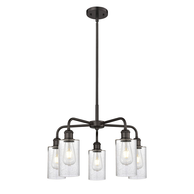 Lustre cylindrique à 5 lumières Ervine, Bronze huilé