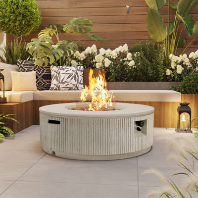 38.19'' 50000 BTU Propane Outdoor Round Fire Pit With Vertical Stripe Design