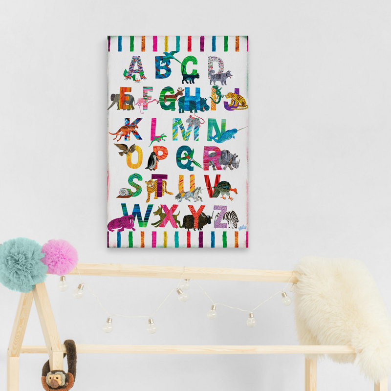 'Alphabet Jungle II' Print On Wrapped Canvas, 18" H x 12" W x 1.5" D