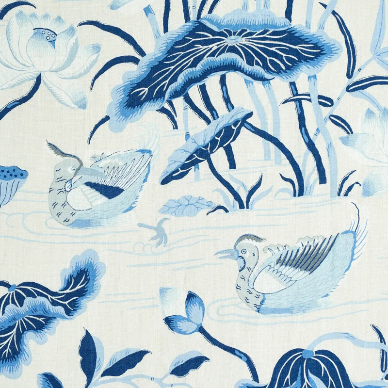 Lotus Garden Fabric, Porcelain