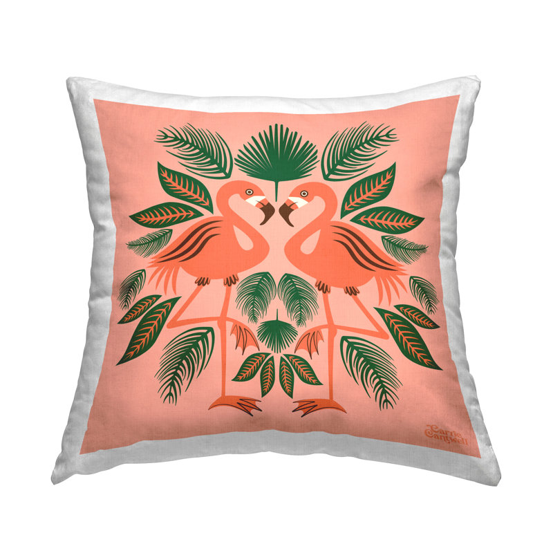 Coussin décoratif imprimé "Mirror Flamingo Friends" par Carrie Cantwell