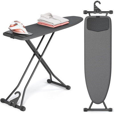 Foldable Ironing Board with Heat Resistant Cover, 7 Height Adjustable, Space Saver Iron Board