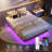Floating Bed Frame with LED Lights Metal Slats Underbed Storage Space No Box Spring-628827336