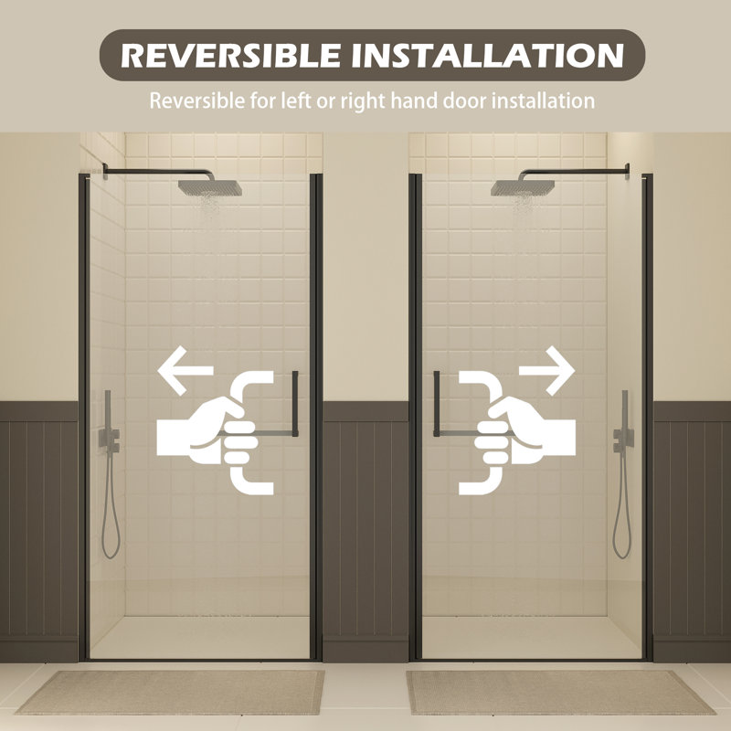 Portes de douche et de baignoire sans cadre Modern, verre trempé 1/4 po, noir mat