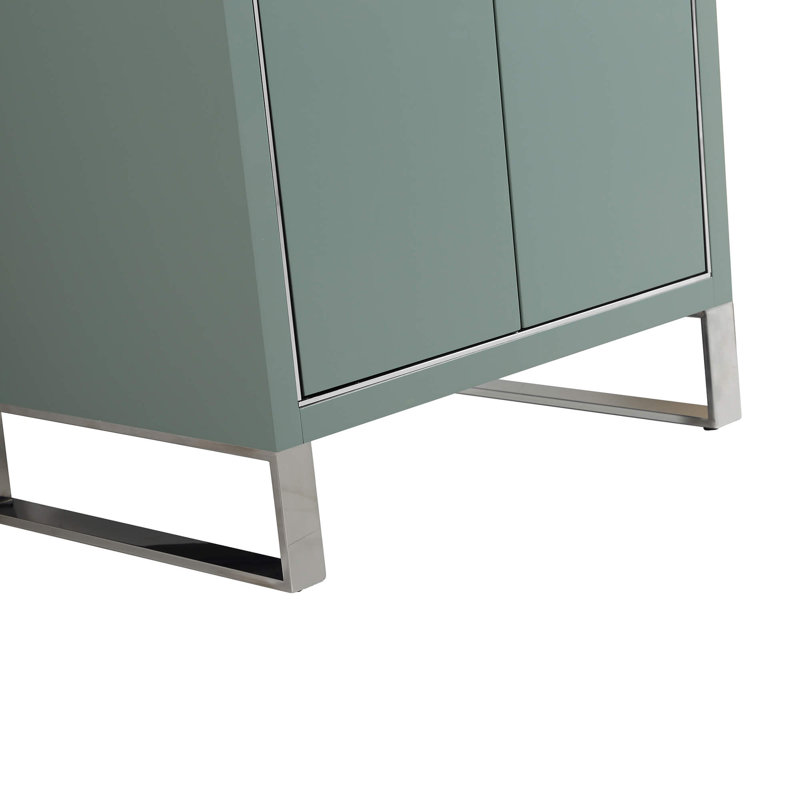 24'' Single Bathroom Vanity with Stone Top, Chrome, Mint Green