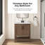 Meuble-lavabo simple OVE Vegas de 76 cm (30 po) en noyer épicé, comptoir en pierre reconstituée blanc tourterelle, quincaillerie noire mate-136318959