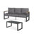 2-Piece 3-Seat Outdoor Sofa Couch Set, 75" All-Weather 3-Seat Aluminum Patio Sofa With Thick Gray Cushions  & 44" Glass Coffee Table-1194064460