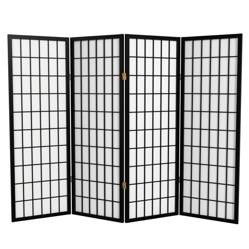 Écran court Shoji 50,75 "Alex, Noir, 4 panneaux