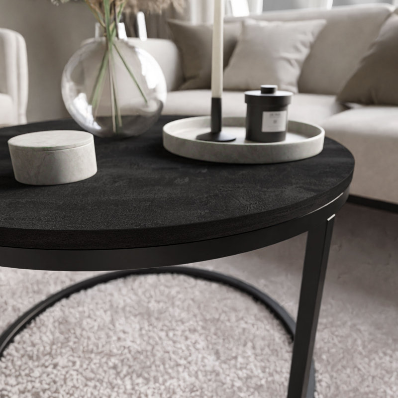 Candance Frame Coffee Table, Black, Dark Concrete