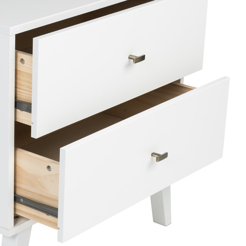 Table de chevet 2 tiroirs Breux, Blanc