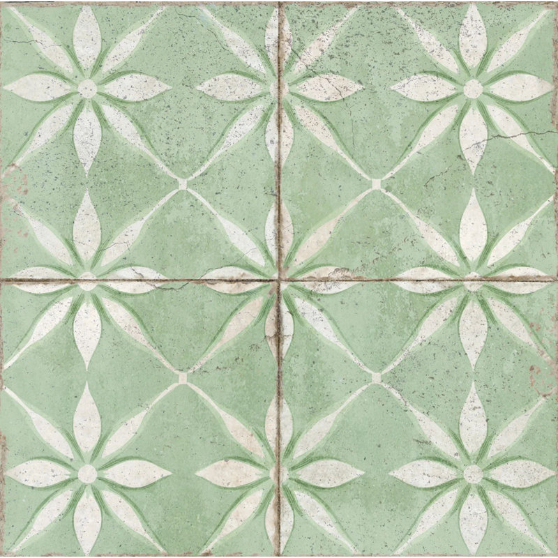 Carrelage mosaïque floral en vinyle 6 po x 6 po (ensemble de 24), Vert
