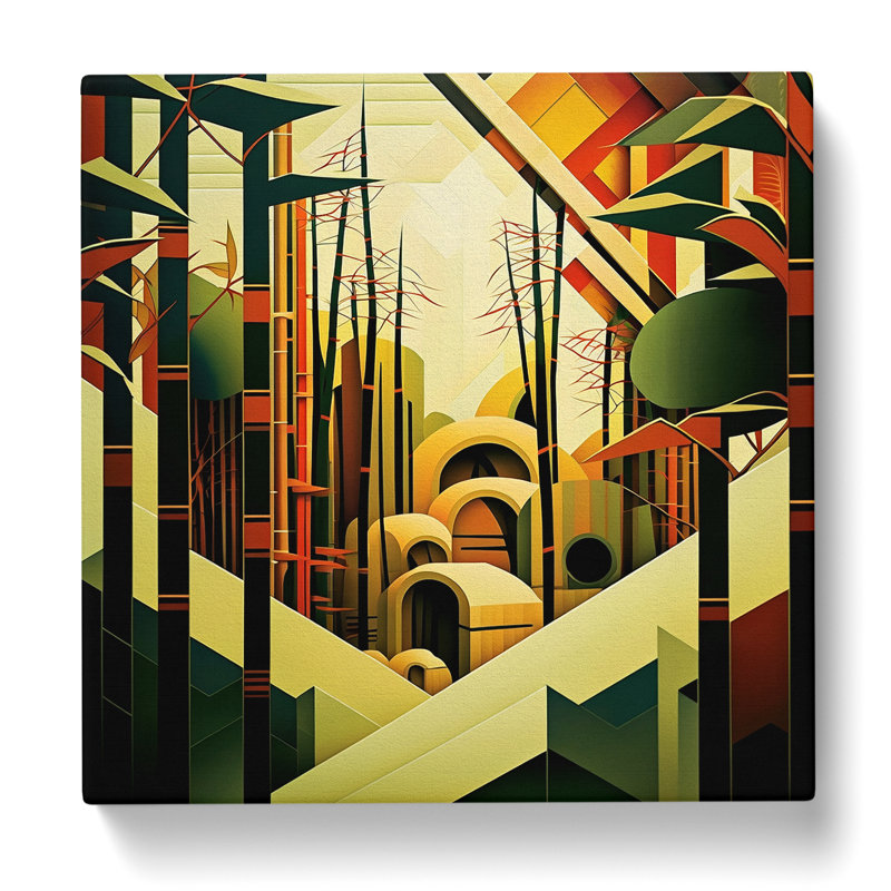 Bamboo Forest Constructivism No.2 - Wrapped Canvas - Framed Print, 35cm H x 35cm W x 3cm D