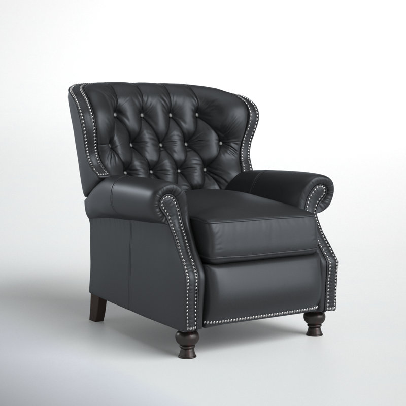 Dunlevy Recliner, Onyx Genuine Leather