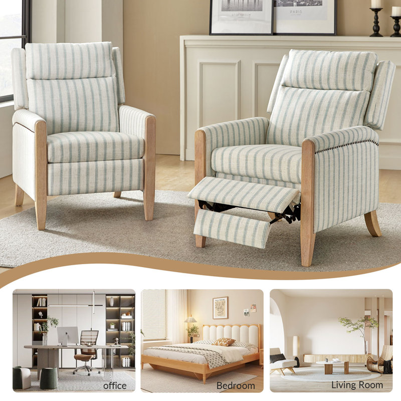 Fauteuil inclinable de 28,74 po Terren, Bleu rayé