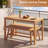 3 PCS Acacia Wood Patio Dining Set with Slatted Seats for Deck, Lawn and Backyard