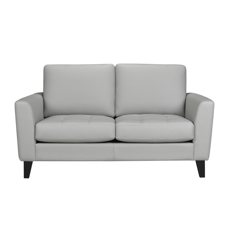 Brunet 60'' Slipcovered Loveseat, Slate Genuine Leather