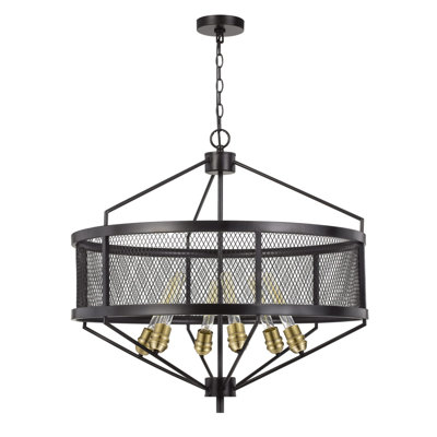 Lustre en métal 6 lumières avec abat-jour en maille Halle