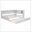 Lit de jour en bois pleine grandeur avec tablettes de rangement, USB, DEL et lit gigogne, blanc
