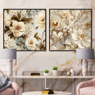 Presley - Ensemble de 2 collages carrés floraux