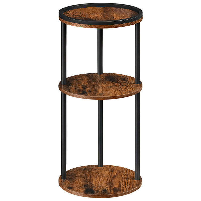 Table de bout ronde 11,8 po avec tablettes de rangement à 3 niveaux