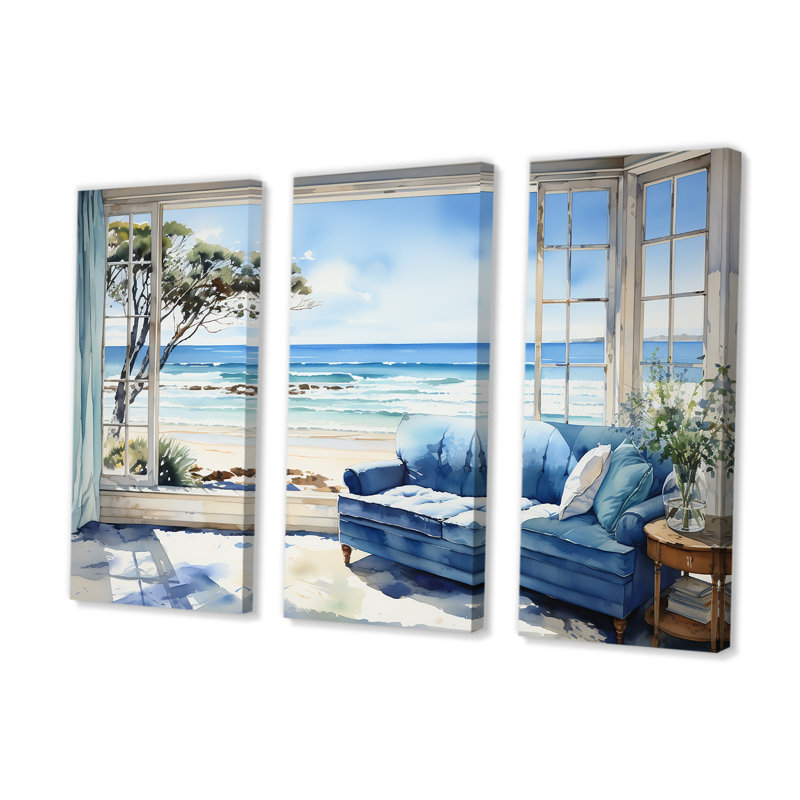 Coastal Windows Horizon III - Ensemble d'art mural fenêtres côtières, H 40 po x l 60 po x P 1 po