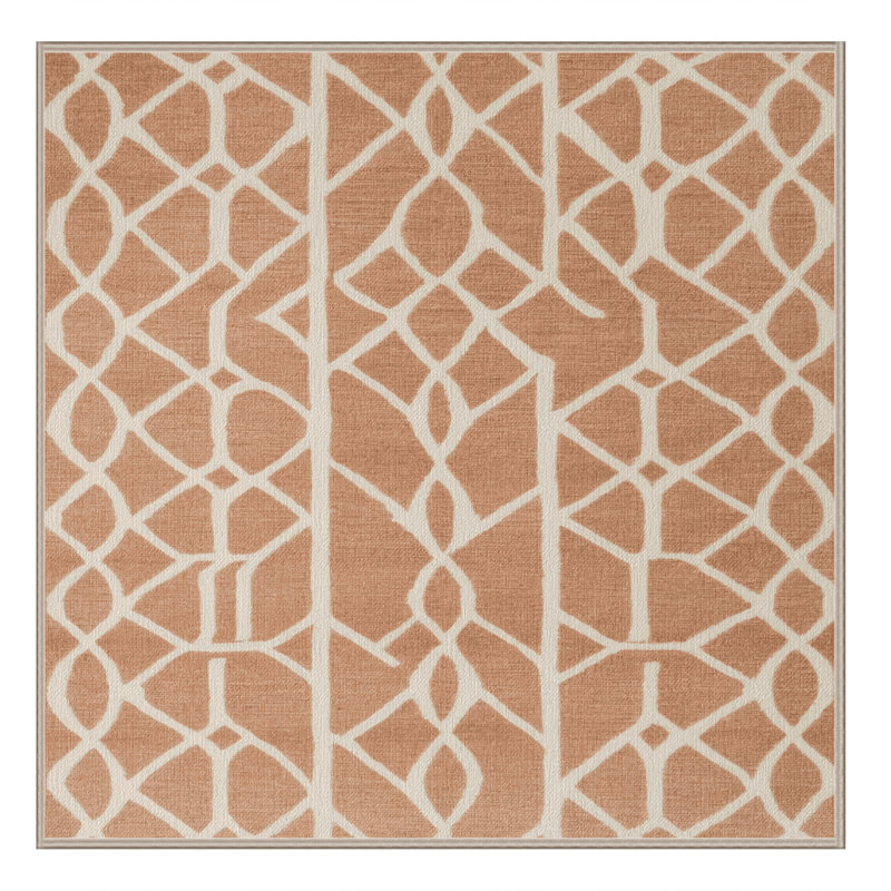 Tapis brun treillis lavable à la machine, Carré 7 pi
