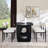 5 Piece Dining Table Set, Kitchen Table &Chairs Set with Rectangel Table and 4 Bouclé Chairs, Dinner Table with Sculptural Cutouts Base for Dining Room-2110574140