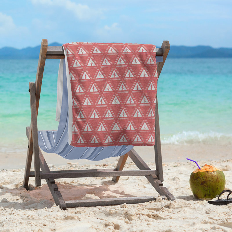 Serviette de plage d’arbre minimaliste classique Barbra, Rouge