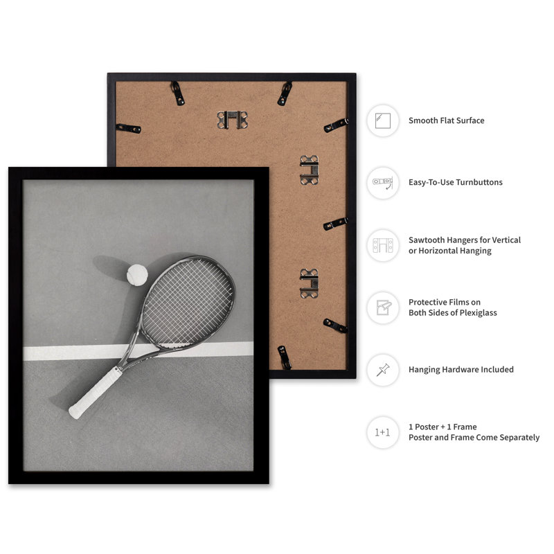 Raquette de tennis n ° 1, Black Framed, Poster, 18"H x 24"W
