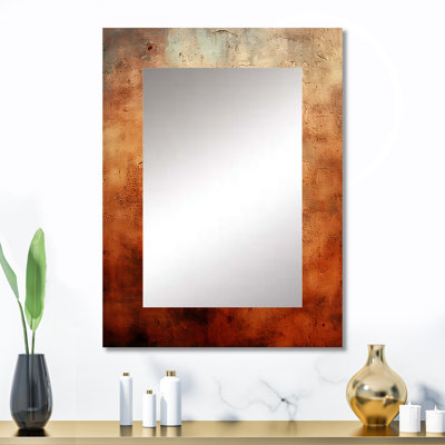 Orange Abstract fire chaos art I - Abstract Painting Unique Wall Mirror, Modern Mirror, Printed Metal Art